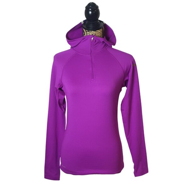 Nike Pro Combat Womens Compression Hoodie XS Dri-Fit Pink Purple Sporty Run Gym - Picture 1 of 9
